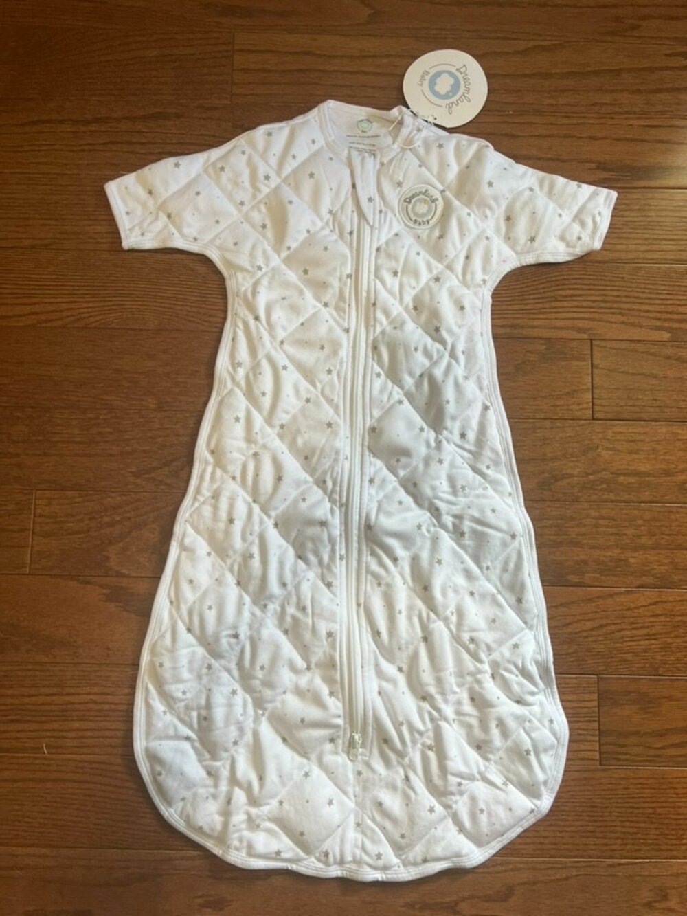 Dreamland Baby Sleep Sack Weighted White With Stars.
